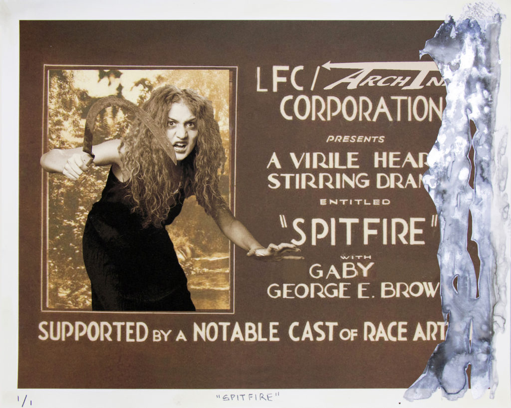 Work on paper by Ina Archer, woman with sickle