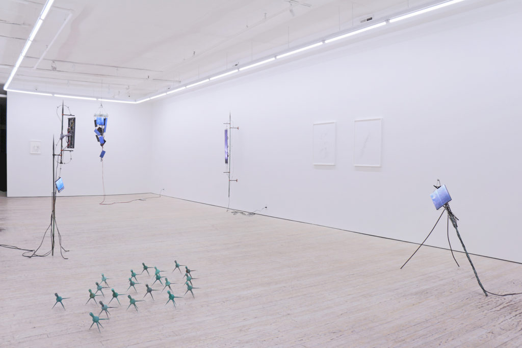 Installation view of Rachel Rosheger's exhibition Gone Before You Get There, video sculptures in gallery space