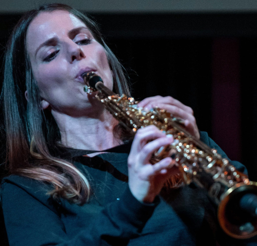 Erin Rogers playing saxophone