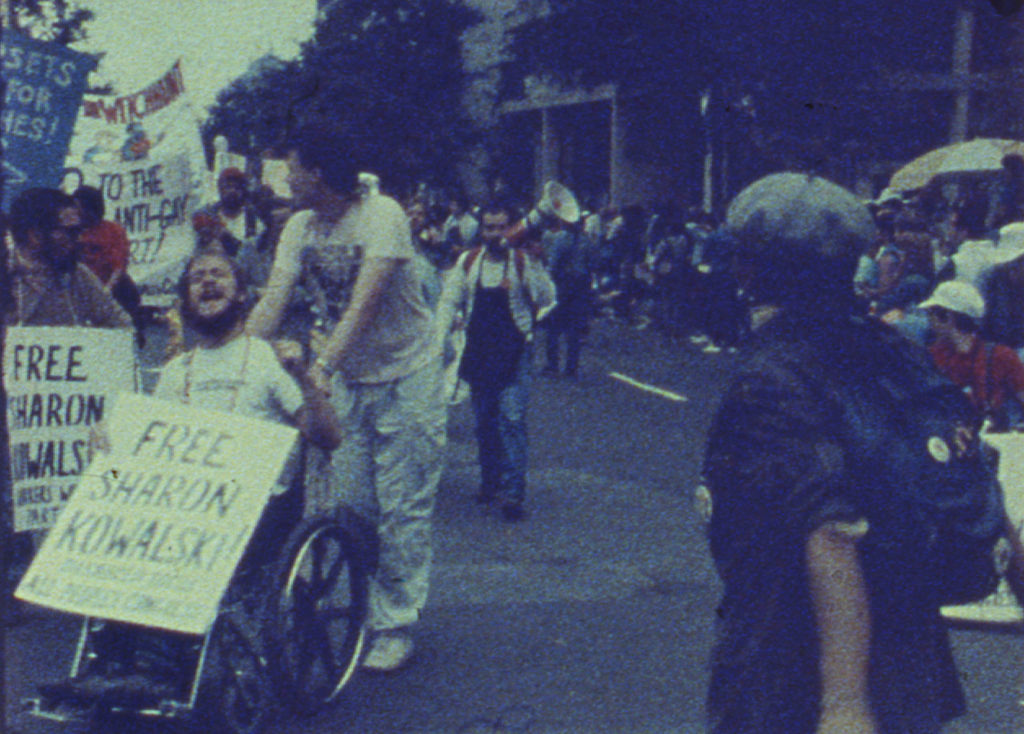 Still from a film by Jim Hubbard, protest in New York
