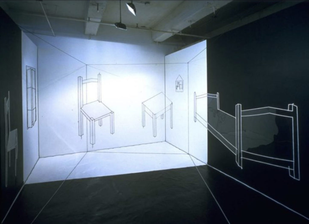 Installation by Anita Thacher titled Drawing Rooms